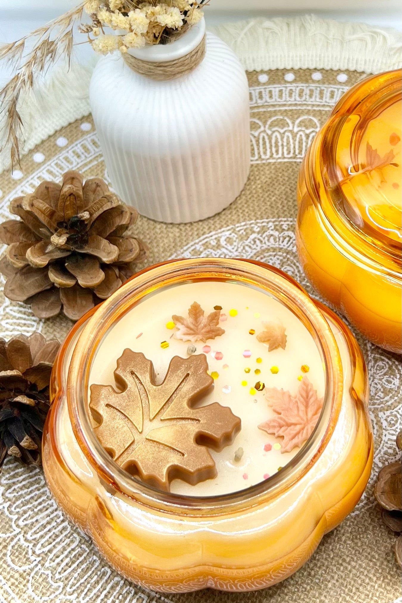 Duftkerze im Glas – Kürbisform | Herbst Edition mit Deckel