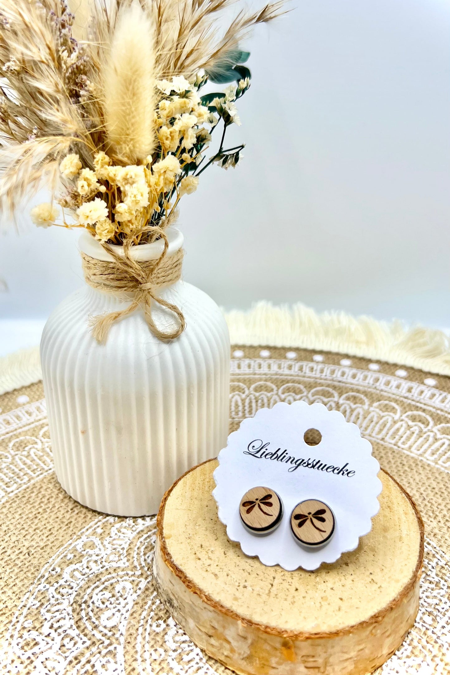 Laserprint Ohrstecker „Libelle“ – handgefertigt, Edelstahl, 12 mm