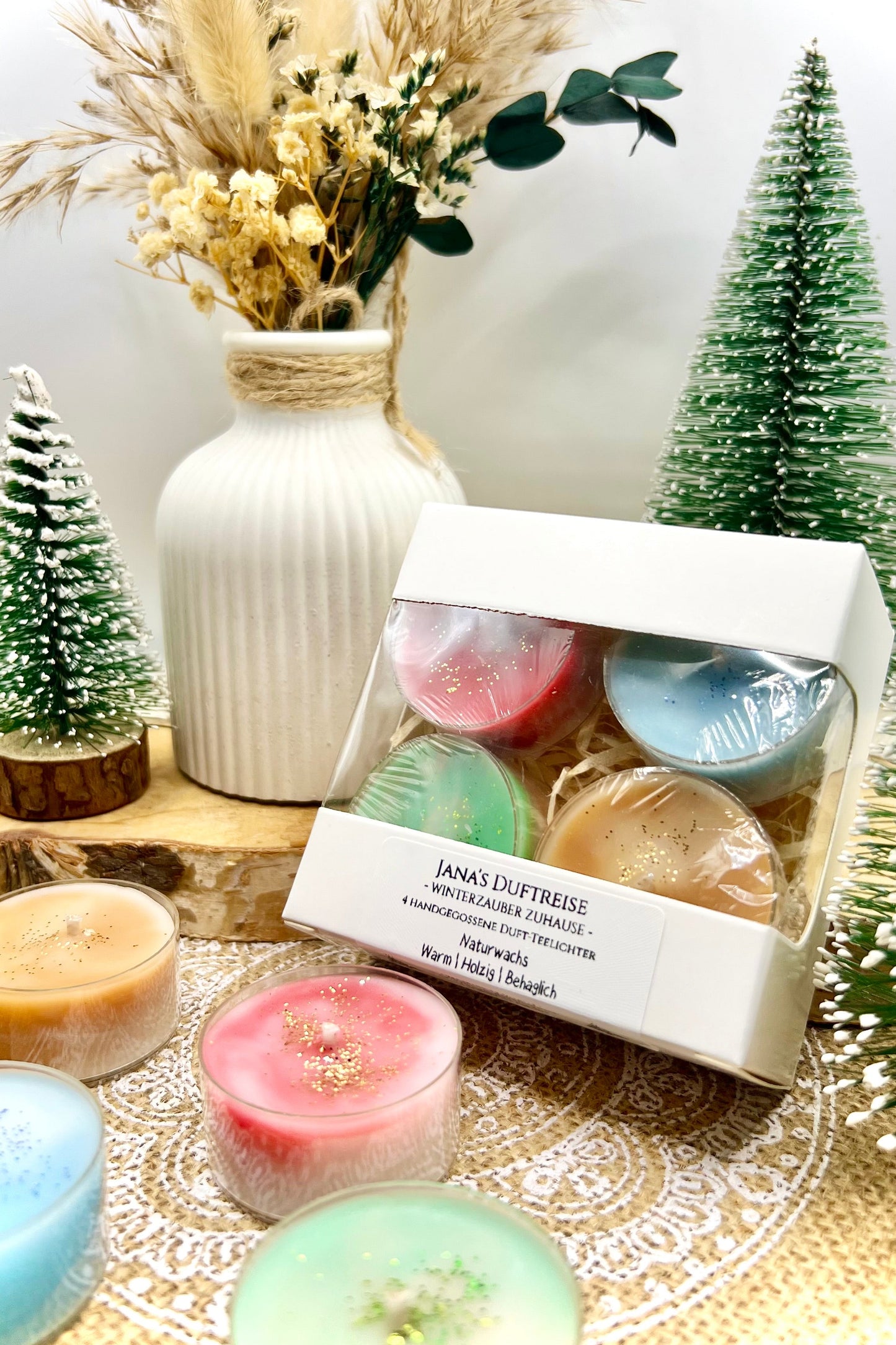 Jana’s Duftreise Winteredition – 4er Teelicht-Set’s – Weihnachtsdüfte entdecken & verlieben ❄️