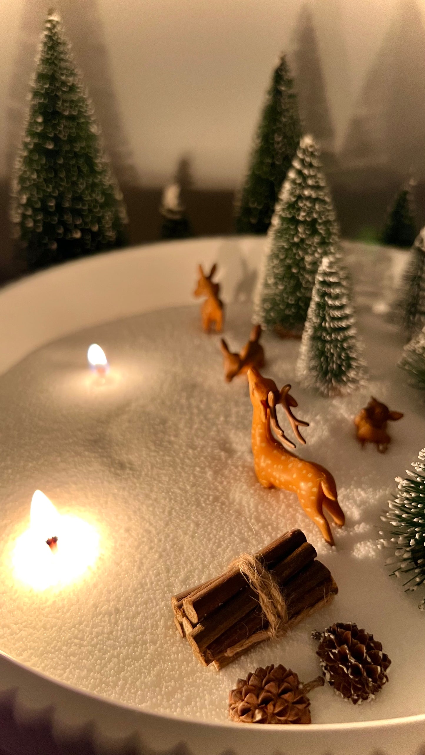 Winterlandschaft mit Kerzensand – kleine & große Schale | wählbare Tannenfarben