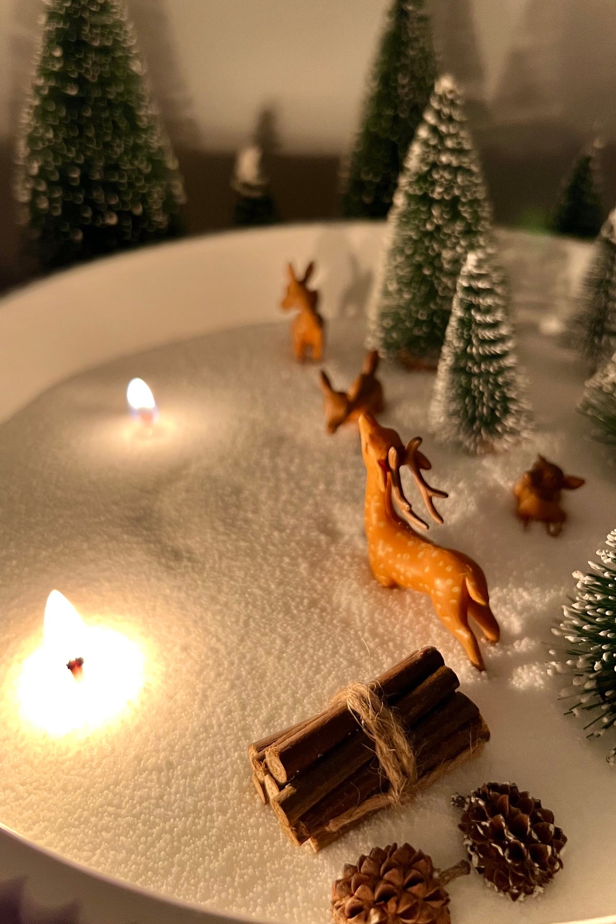 Winterlandschaft mit Kerzensand – kleine & große Schale | wählbare Tannenfarben
