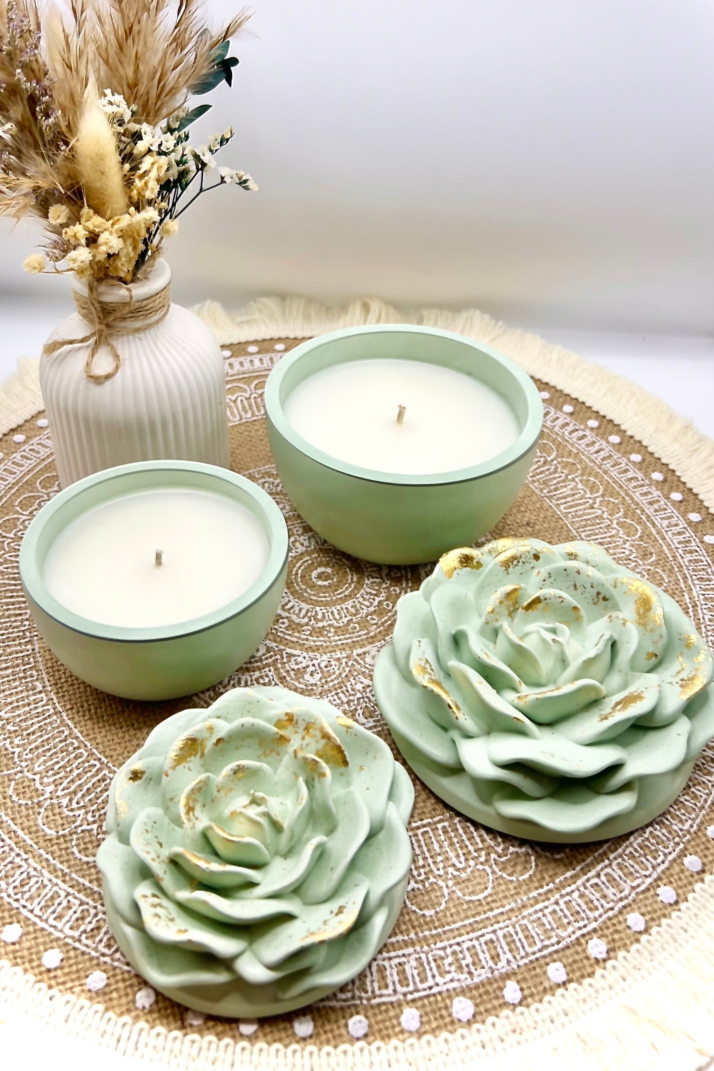 Kleine Elegant Rose - Rosen Schalen Kerze mit Blattgold (verschiedene Düfte)