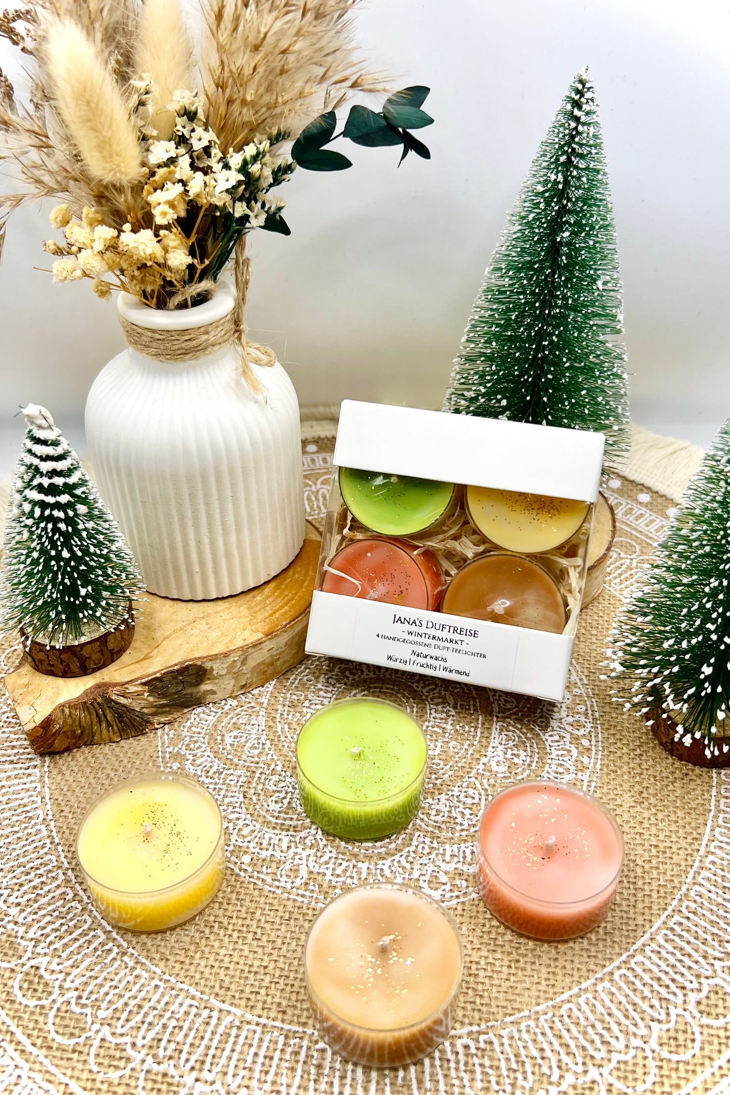 Jana’s Duftreise Winteredition – 4er Teelicht-Set’s – Weihnachtsdüfte entdecken & verlieben ❄️