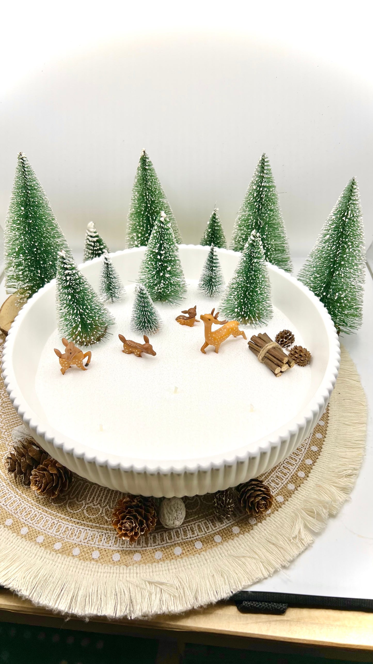 Winterlandschaft mit Kerzensand – kleine & große Schale | wählbare Tannenfarben