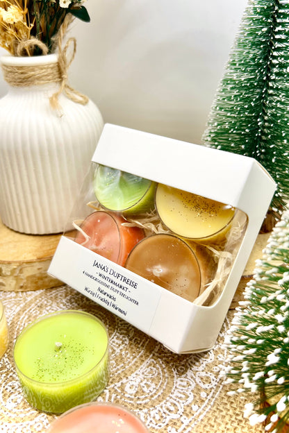 Jana’s Duftreise Winteredition – 4er Teelicht-Set’s – Weihnachtsdüfte entdecken & verlieben ❄️