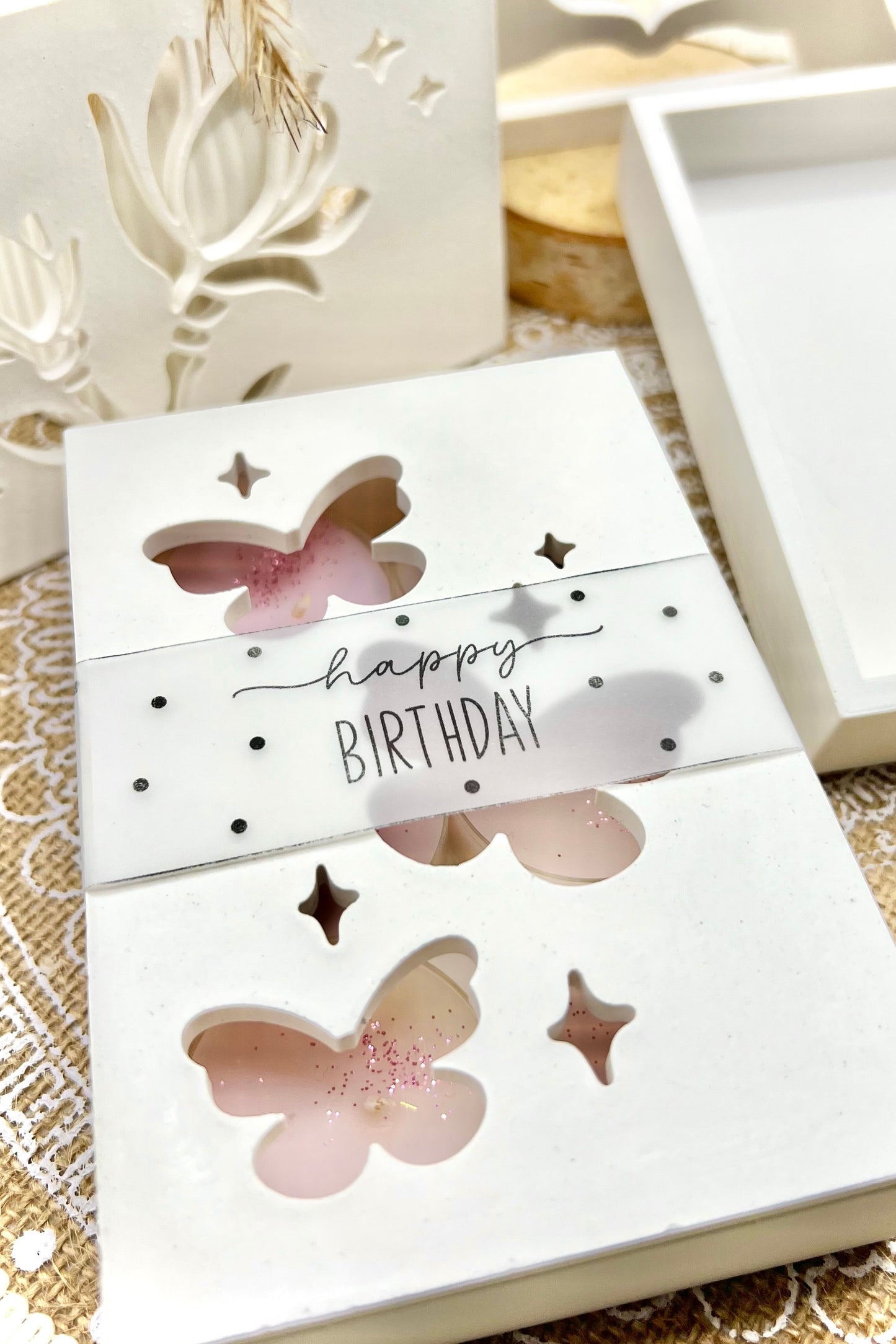 Große Geschenk-Schatulle (Höhe 3 cm) - Elegante Geschenkbox & Deko-Licht-Objekt