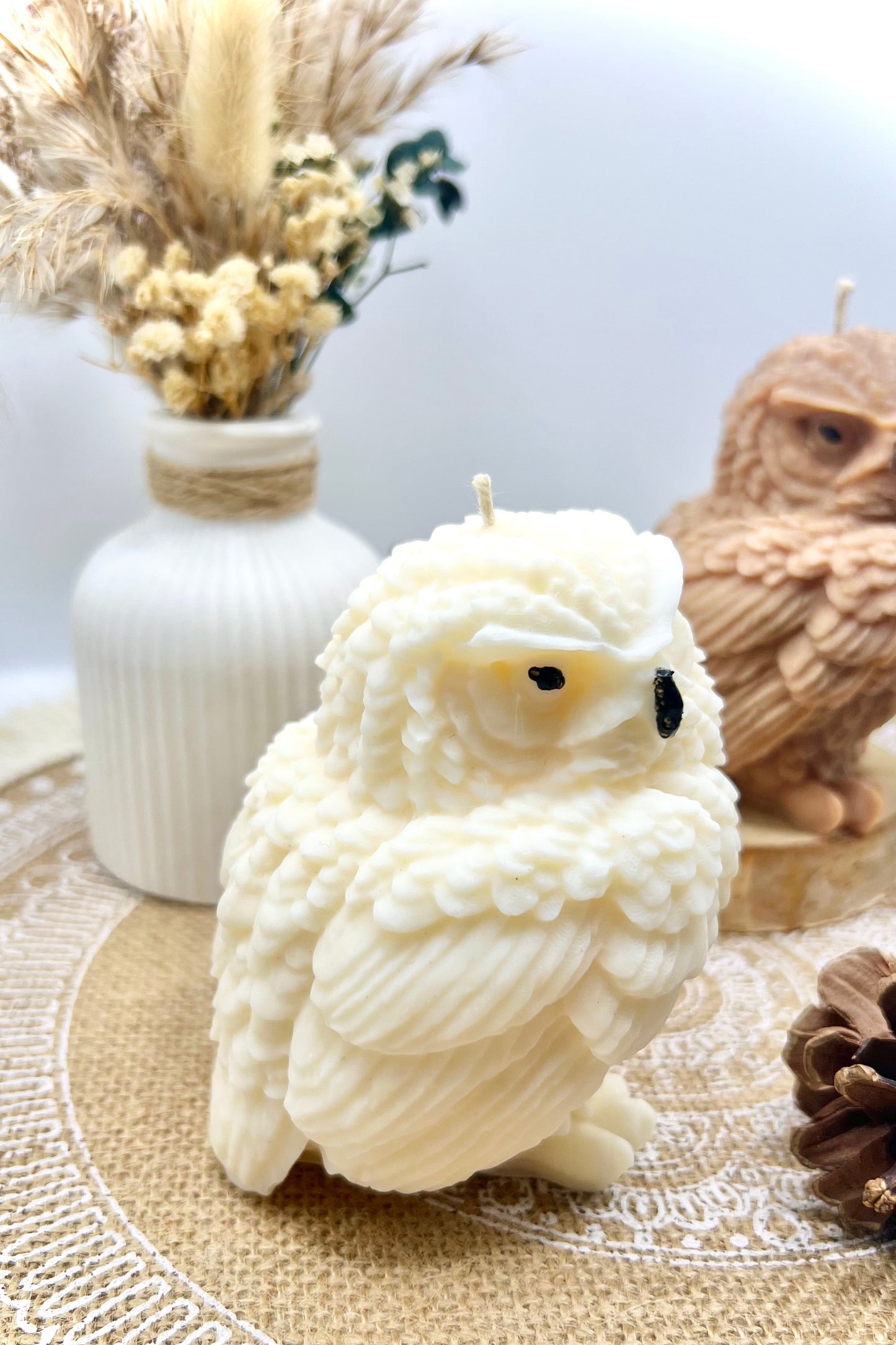 🦉Eulen Kerze handgegossen – Herbstliche Kerze, Braun oder Natur
