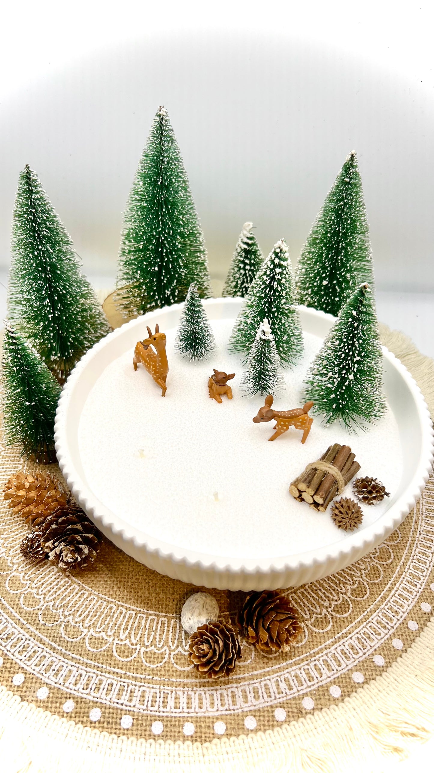 Winterlandschaft mit Kerzensand – kleine & große Schale | wählbare Tannenfarben