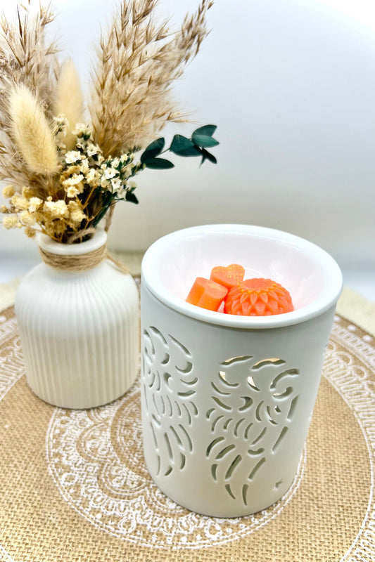 Keramik Duftlampe Engelsflügel | Wachs Melt & Öl Brenner | Teelicht Aromalampe für Weihnachten & Winterdeko