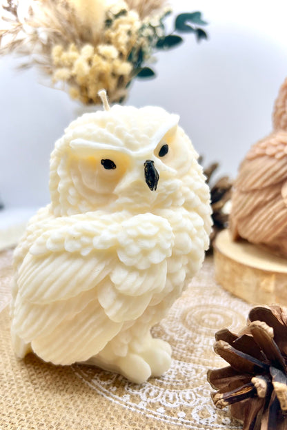 🦉Eulen Kerze handgegossen – Herbstliche Kerze, Braun oder Natur