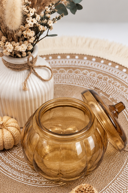 Duftkerze im Glas-Kürbis – Herbst Edition | Handgegossen | Zwei Größen