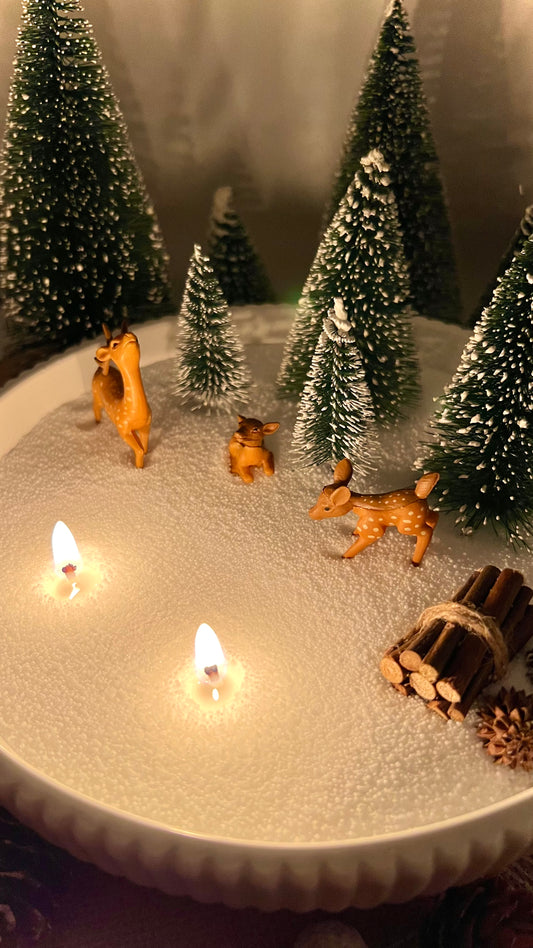 Winterlandschaft mit Kerzensand – kleine & große Schale | wählbare Tannenfarben