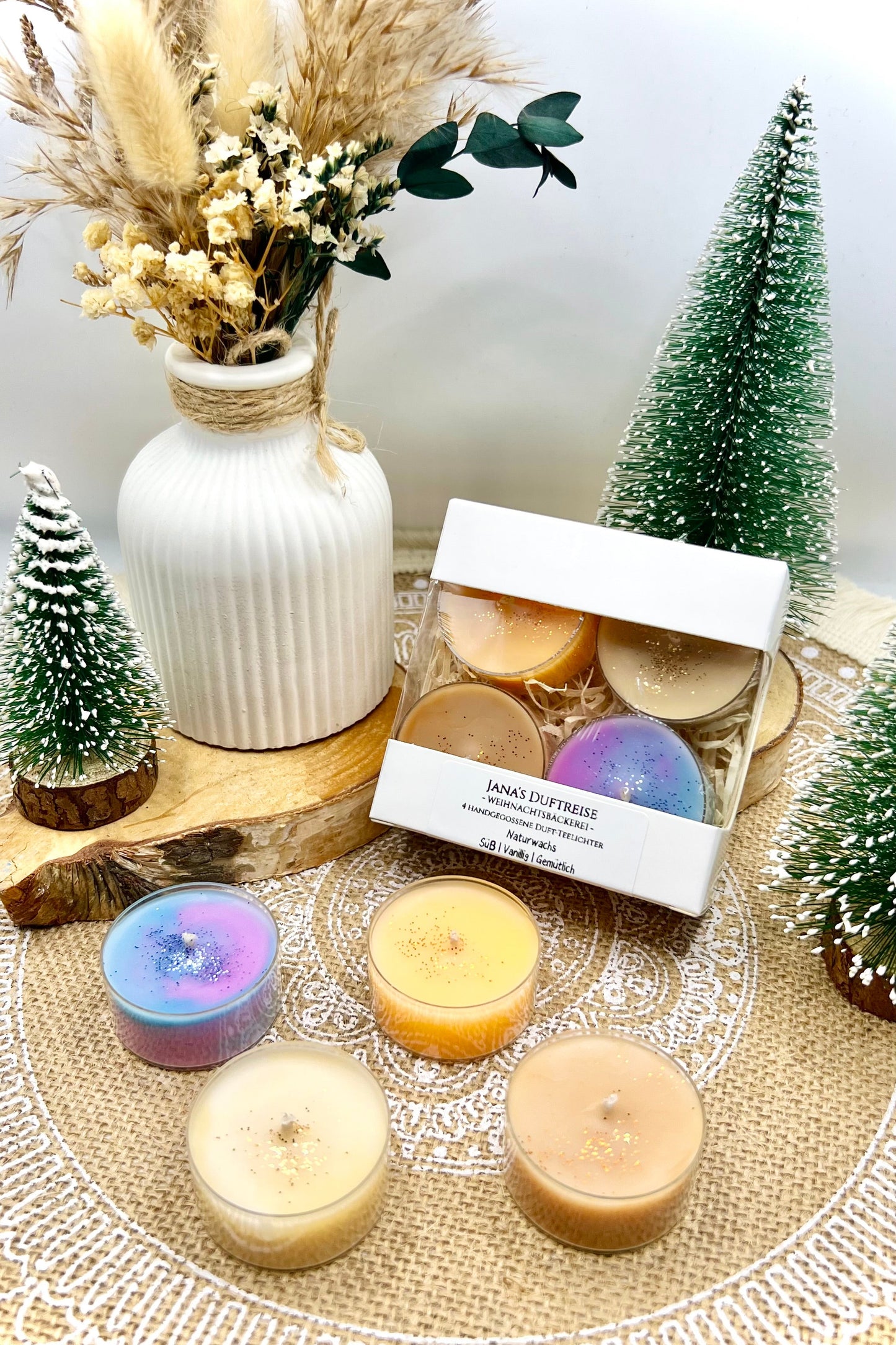 Jana’s Duftreise Winteredition – 4er Teelicht-Set’s – Weihnachtsdüfte entdecken & verlieben ❄️