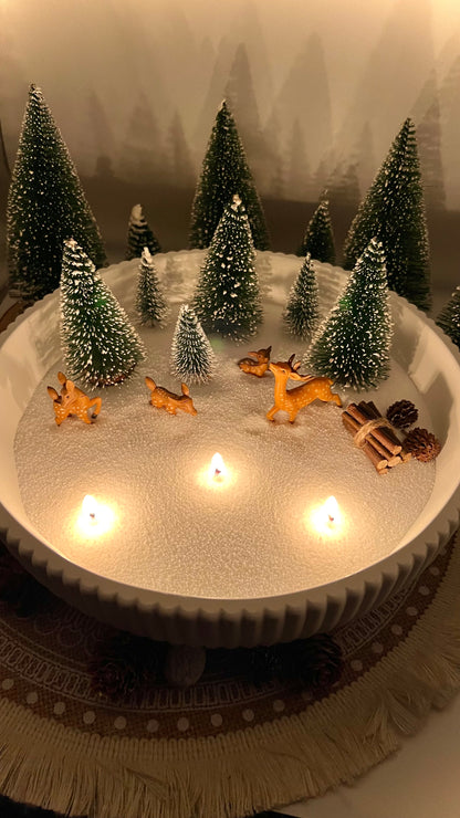 Winterlandschaft mit Kerzensand – kleine & große Schale | wählbare Tannenfarben