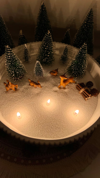 Winterlandschaft mit Kerzensand – kleine & große Schale | wählbare Tannenfarben