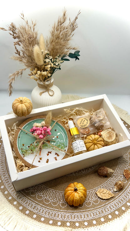 Waldspaziergang – herbstliches Wohlfühlset mit Duftöl & Herbstdeko