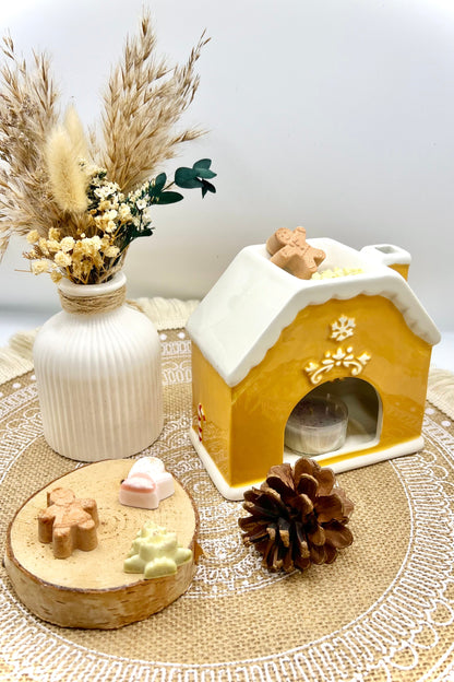 Keramik Duftlampe Lebkuchenhaus Schwedenhaus – Weihnachtliche Wachs Melts Lampe für festliche Deko