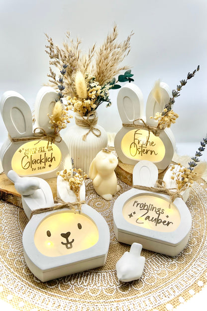 Kleiner Lichtmoment zum Verschenken – Hase Lichtbox mit Herzbotschaft & Frühlingsflair