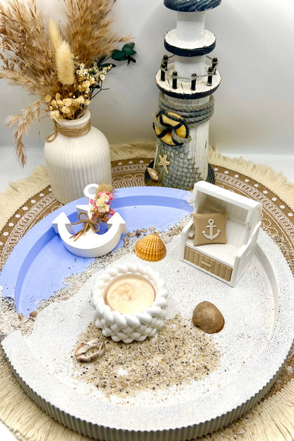Maritimer Miniatur-Strandkorb – handgegossene Küstendeko mit 3D-Details