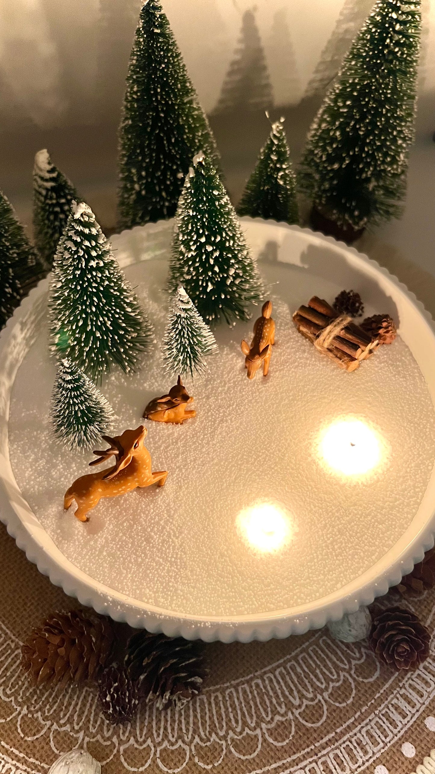 Winterlandschaft mit Kerzensand – kleine & große Schale | wählbare Tannenfarben