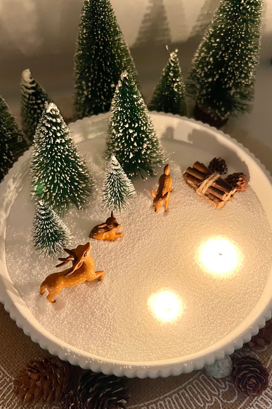Winterlandschaft mit Kerzensand – kleine & große Schale | wählbare Tannenfarben