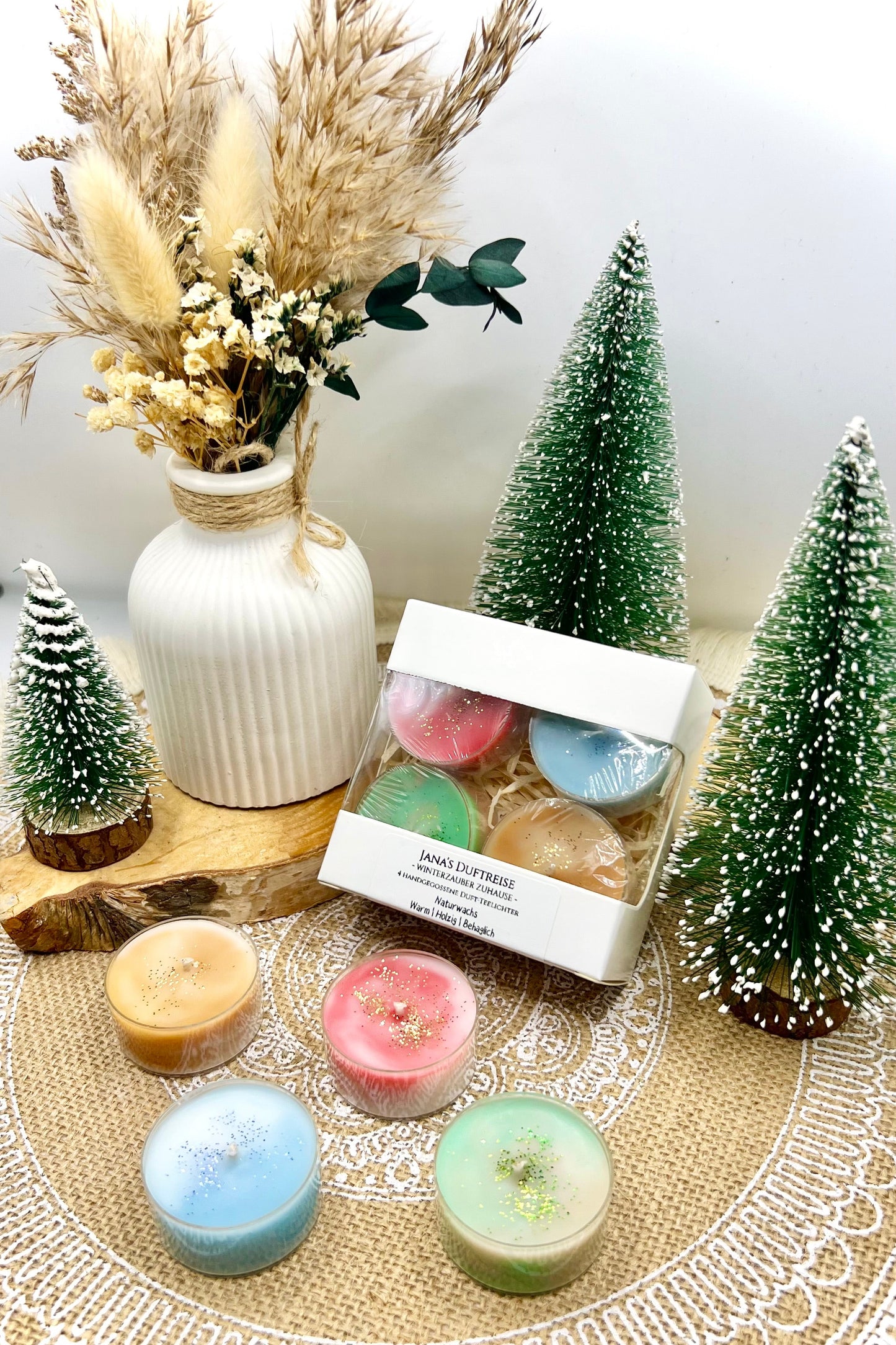 Jana’s Duftreise Winteredition – 4er Teelicht-Set’s – Weihnachtsdüfte entdecken & verlieben ❄️