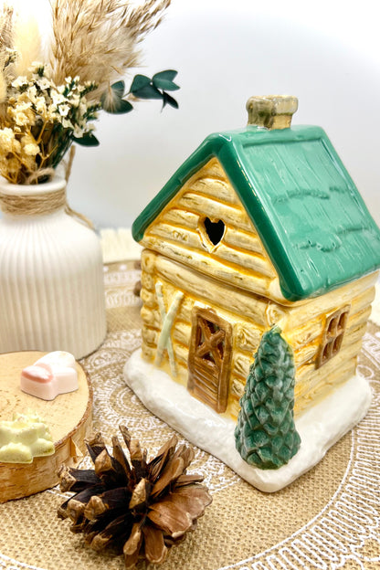 Keramik Duftlampe Skihütte / Berghütte – Winterliche Wachs Melts Lampe für gemütliche Deko