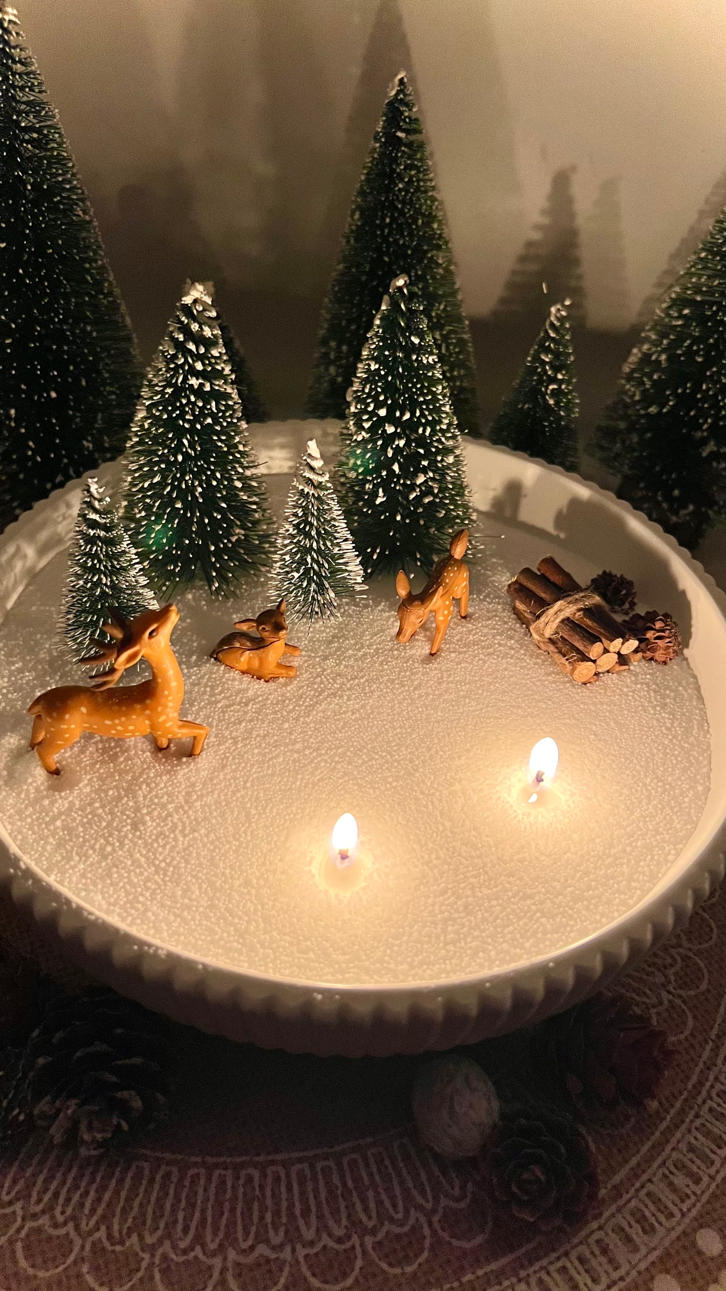 Winterlandschaft mit Kerzensand – kleine & große Schale | wählbare Tannenfarben