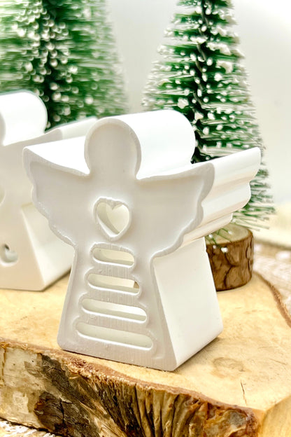 Leuchtengel aus handgegossener Keramik inkl. LED-Licht & Geschenkverpackung – Weihnachtsdeko & Geschenkidee