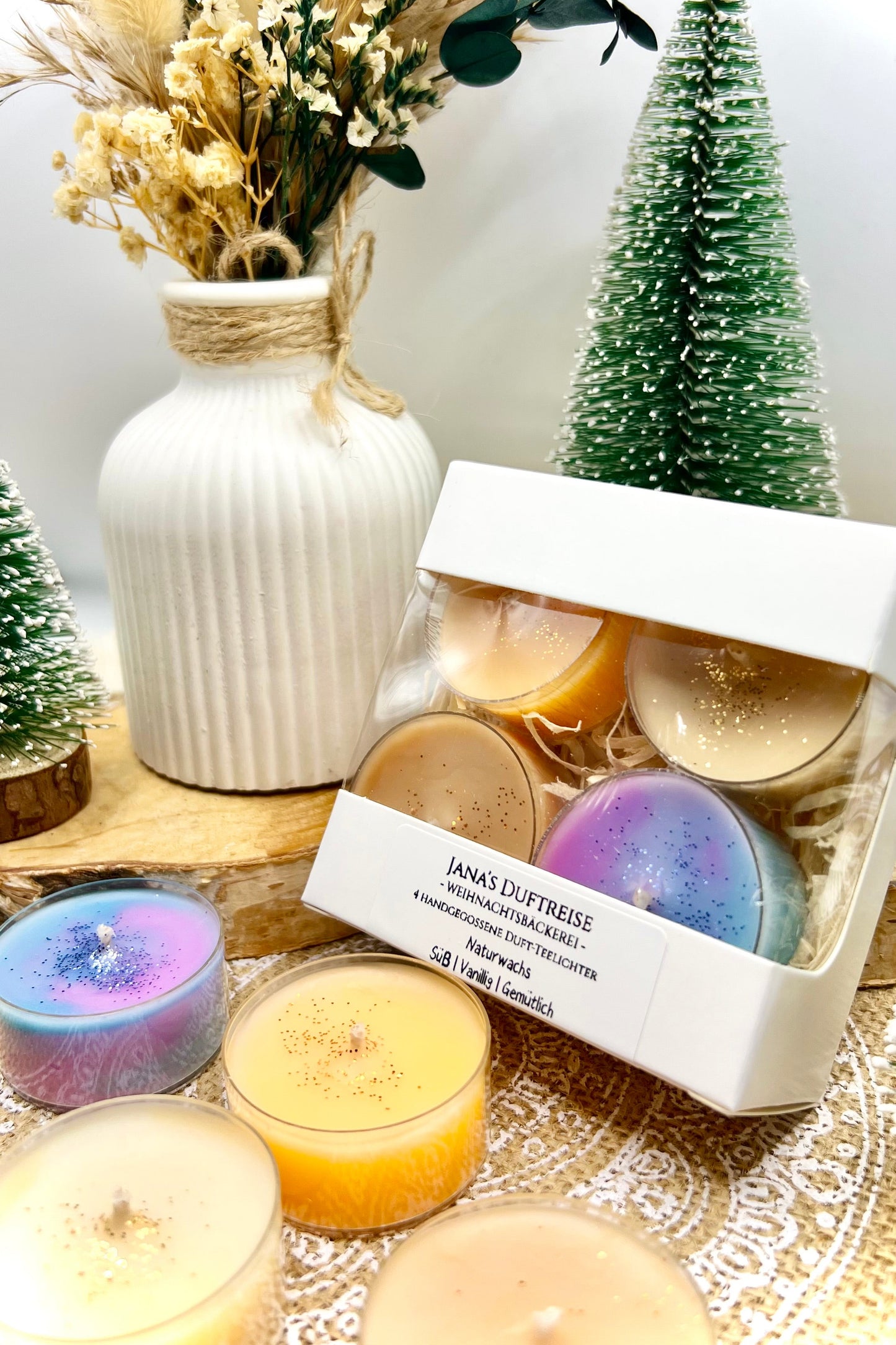 Jana’s Duftreise Winteredition – 4er Teelicht-Set’s – Weihnachtsdüfte entdecken & verlieben ❄️