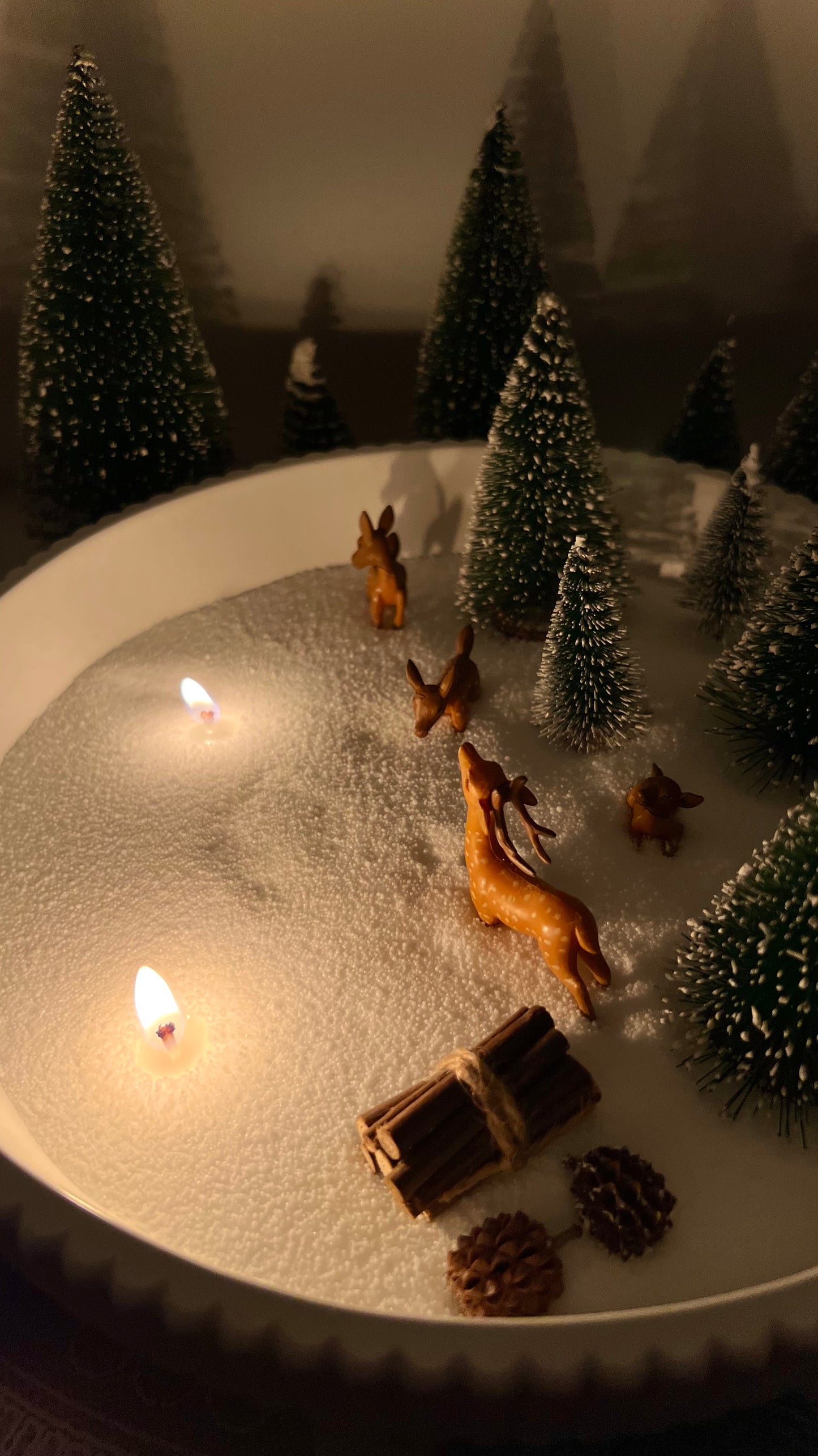 Winterlandschaft mit Kerzensand – kleine & große Schale | wählbare Tannenfarben