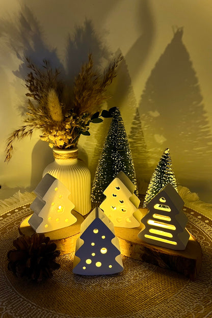 Leucht-Tannenbaum aus handgegossener Keramik inkl. LED-Licht & Geschenkverpackung – Weihnachtsdeko & Geschenkidee