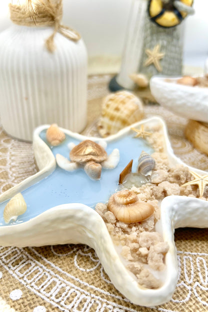 Küstenmoment – Duftkerze im Seestern | Schildkröte oder Delfine | Handgegossen mit maritimen Details