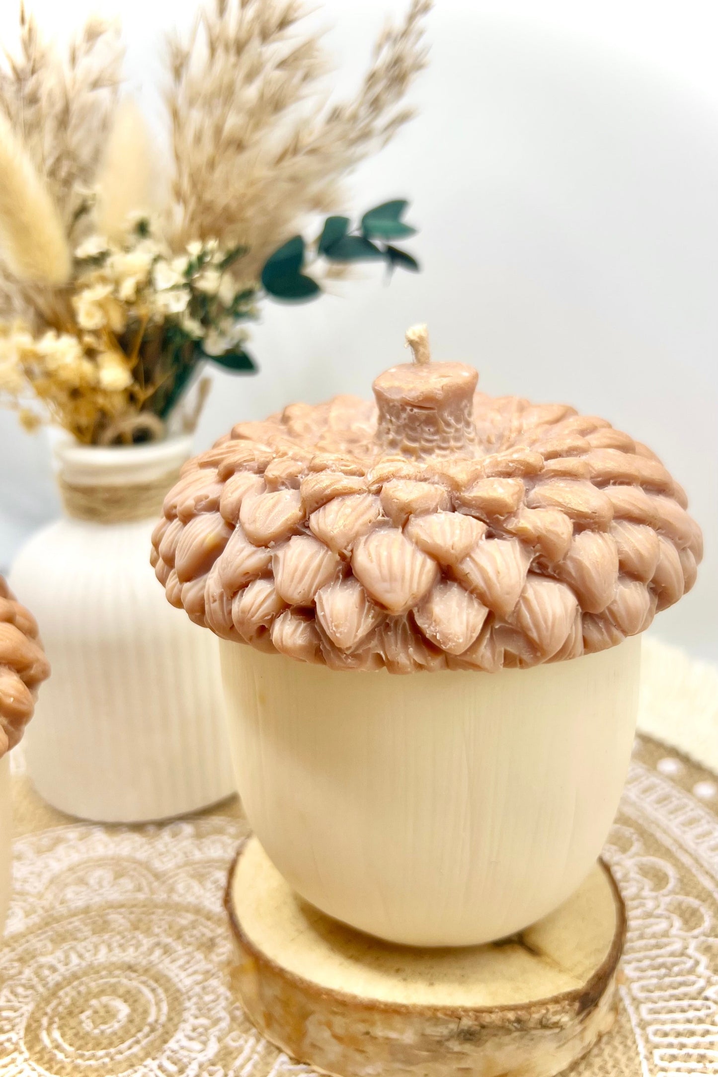 🍂 Eichel Kerze handgegossen – Herbstdeko Kerze