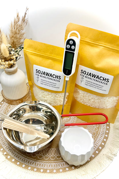 Kerzen selber machen – DIY Set mit Sojawachs mit / ohne Keramikgefäß (250 g / 500 g)