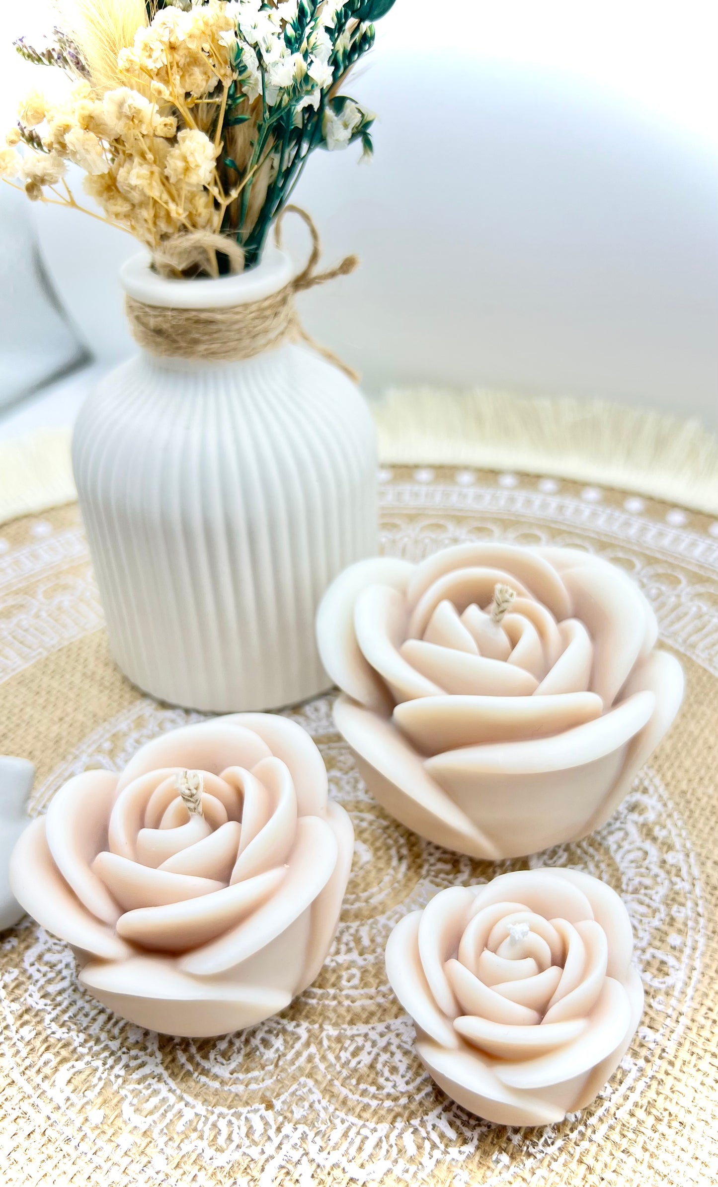 Rosen Kerzen im 3er Set (verschiedene Farben)