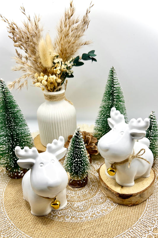 Keramik-Rentier „Pummelchen“ handgegossen | glanzversiegelt | ca. 9 cm | Winterdekoration