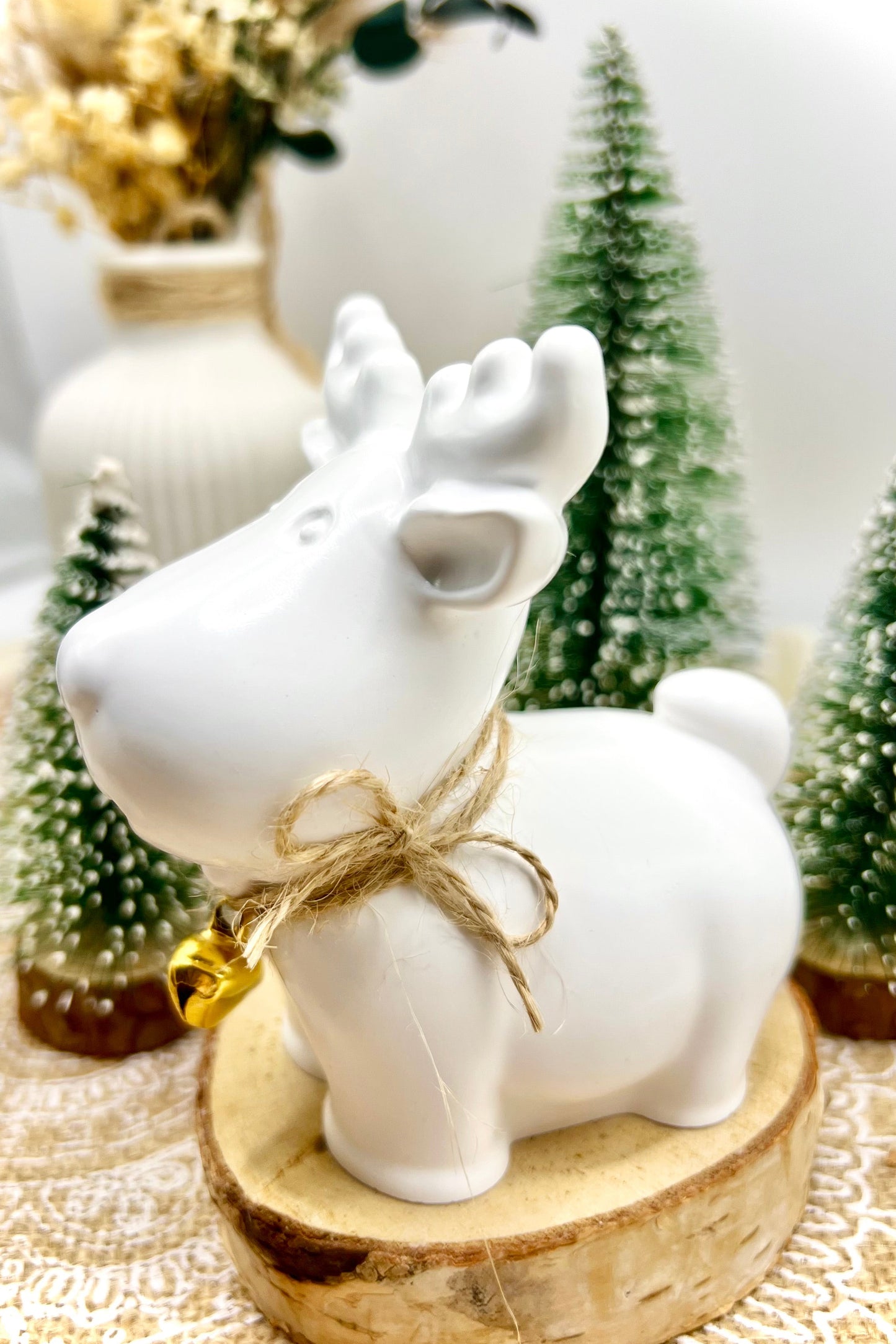 Keramik-Rentier „Pummelchen“ handgegossen | glanzversiegelt | ca. 9 cm | Winterdekoration