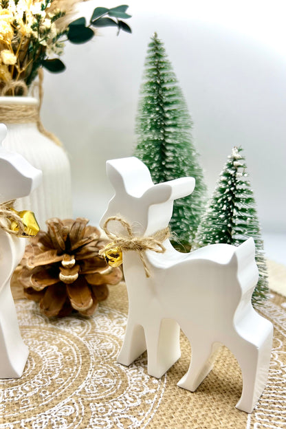 Keramik-Set „Hirsch & Reh“ handgegossen | glanzversiegelt | Winterdekoration | 2er-Set