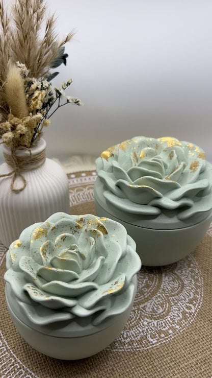 Kleine Elegant Rose - Rosen Schalen Kerze mit Blattgold (verschiedene Düfte)