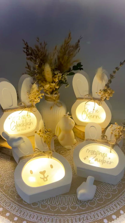 Kleiner Lichtmoment zum Verschenken – Hase Lichtbox mit Herzbotschaft & Frühlingsflair
