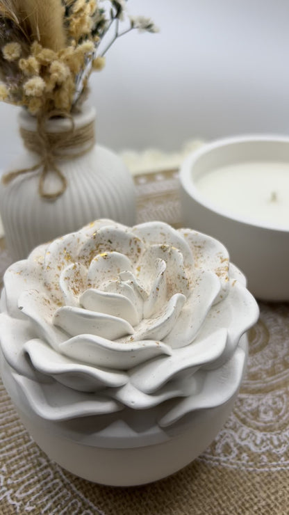 Kleine Elegant Rose - Rosen Schalen Kerze mit Blattgold (verschiedene Düfte)