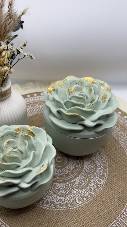 Kleine Elegant Rose - Rosen Schalen Kerze mit Blattgold (verschiedene Düfte)